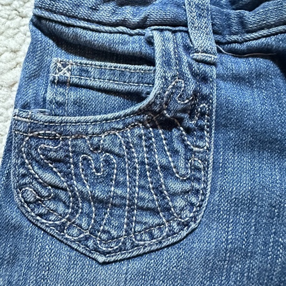 VTG Old Navy Girls Sz 6 Blue Denim Jeans Embroidered  Cross Stitch Straight Y2K - Picture 9 of 13